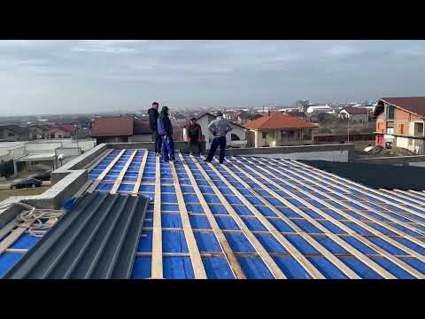 Acoperis cu tabla cutata #T35 gri mat + sistem de scurgere rectangular #Niagara bY #VikingSolution