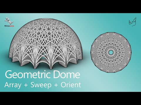 Geometric Dome in Rhino 3D - Orient + Array Polar + Sweep 1 Rail