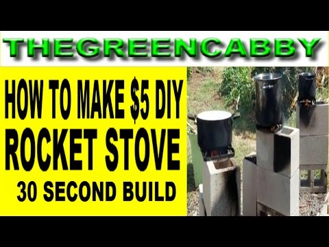 HOW TO MAKE $5 DIY ROCKET STOVE ( 4 BLOCK ) OFF GRID SELF RELIANT PREPPERS SURVIVAL CAMPING STOVE