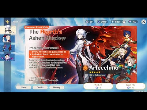 Genshin Impact The Hearth's Ashen Shadow Arlecchino Banner Wishes