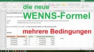 ► Excel WENNS Funktion - Excel Wenn Dann Funktion verschachtelt [mehrere Bedingungen, 2019, 365]