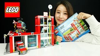 preview picture of video '레고시티 소방본부 소방헬기 장난감 조립 플레이 소방관 캐리 LEGO City Fire Station 60004 Toys'