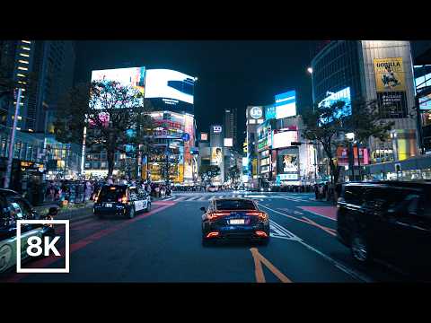 Neon Night Drive in Shibuya, Tokyo / 8K 60fps HDR / Relaxing Lofi Beats