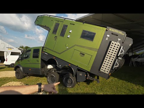 MUNICH FIREMAN (54) builds great 6x6 Mercedes camper with ABSENKBARER KABINE. Unbelievable!