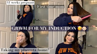 GRWM+CHIT CHAT BEFORE I GET INDUCED! DAY|41 WEEK PREGNANT, TAKING HOME PLACENTA,FIRST PREGNANCY 🤰🏻