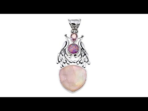 Traveler's Journey Pink Gemstone Peacock Pendant