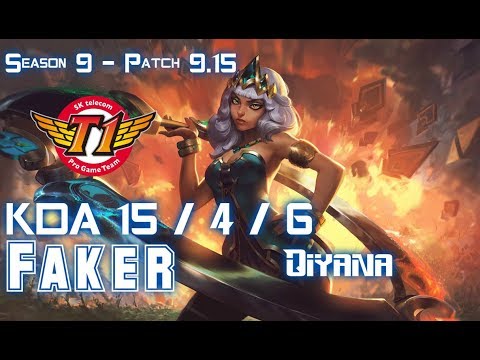 SKT T1 Faker QIYANA vs CASSIOPEIA Mid - Patch 9.15 KR Ranked