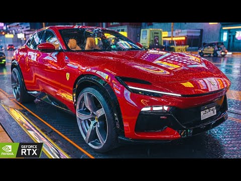 Cyberpunk 2077: Ferrari Purosangue Real Life 8K Graphics Gameplay