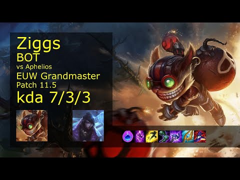 Ziggs Bot vs Aphelios - EUW Grandmaster 7/3/3 Patch 11.5 Gameplay