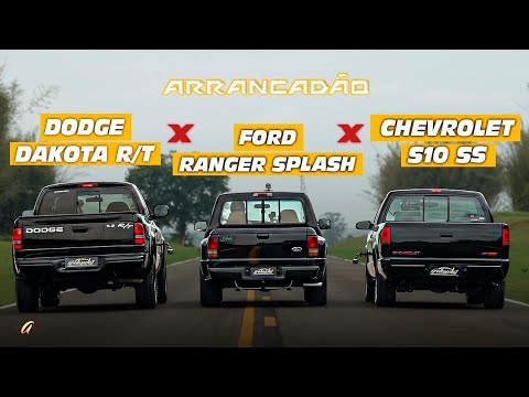 DODGE DAKOTA R/T X FORD RANGER SPLASH X CHEVROLET S10 SS no Arrancadão das picapes dos anos 90!