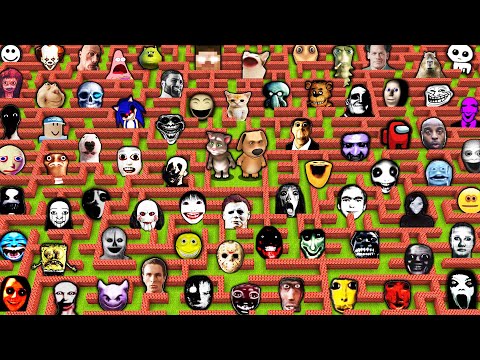 Cactus - Minecraft - SURVIVAL in MEGA MAZE with 100 OBUNGA NEXTBOTS in MINECRAFT animation - gameplay - coffin meme
