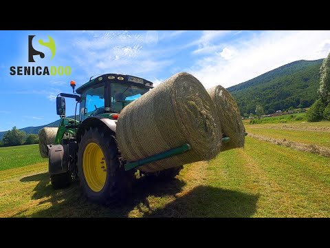 Bale Stacking with John Deere in Slovenia [Dolenjska] - 2021