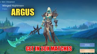 NEW ARGUS S27 SKIN GET IN 20x MATCHES | Mobile Legends