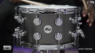 Video thumbnail for DW 14x8 Collector's Series Satin Black Over Brass Snare Drum (DRVD0814SVCBK) by Memphis Drum Shop