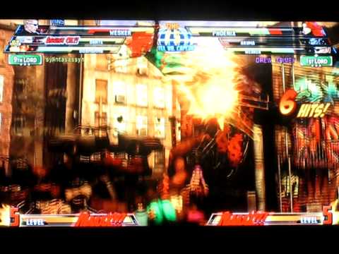 MVC3 Online Match 56 sylintasassyn (Wesker/Dante/Dorm) vs DREW GRIMEY (Wesker/Akuma/Pho) XBL Rage?