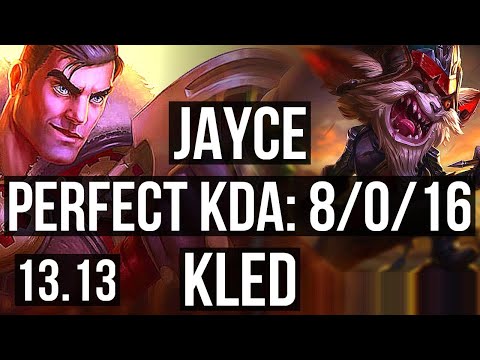 JAYCE vs KLED (TOP) | 8/0/16, 800+ games, Legendary | NA Master | 13.13