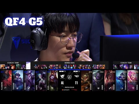 AL vs T1 - Game 5 | Quarter Final LoL Worlds 2025 | Anyone's Legend vs T1 G5 full