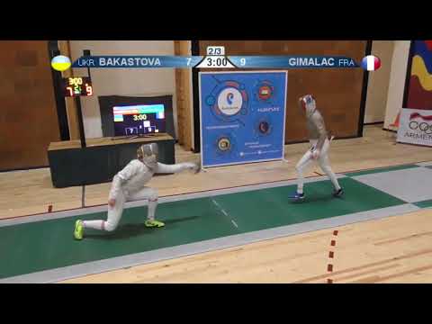FE 2018 T32 12 F S Individual Yerevan ARM U23 European Championships GREEN GIMALAC FRA vs BAKASTOVA