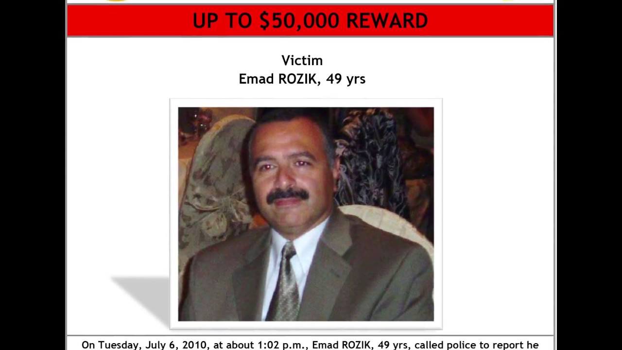 A $50,000 Reward has been issued in the murder of Emad Rozik