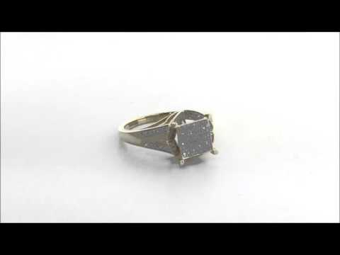 0.25 ctw, Diamond Square Head Engagement Ring in 10k Yellow Gold