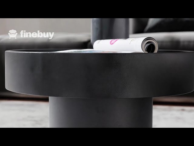 Video Teaser für FineBuy Couchtisch rund 60cm Metall schwarz Wohnzimmertisch Alu Sofatisch Beistelltisch