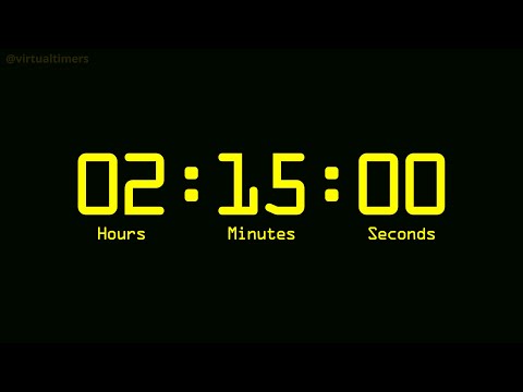 2 Hours and 15 Minutes Countdown Timer with Alarm & Time Markers / Chapters - Retro Digital - Yellow