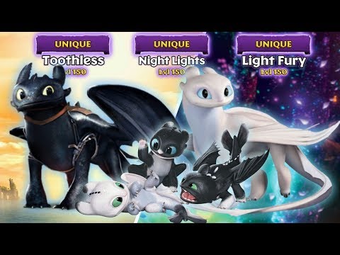 Toothless, Light Fury, and Night Lights Max Level 150 Alpha/Titan Mode | Dragons: Rise of Berk