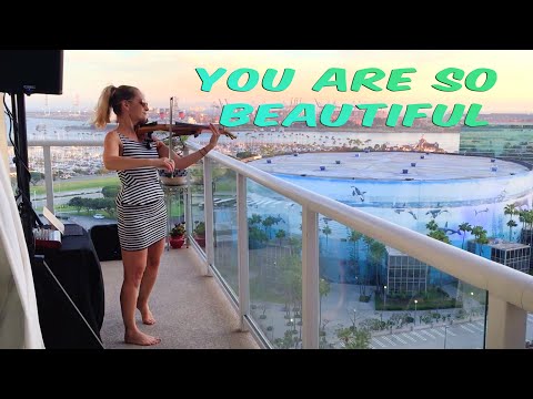 Marta Z - Electric Violin Sunset Balcony Performance for Neighbors - You Are So Beautiful Cover Song