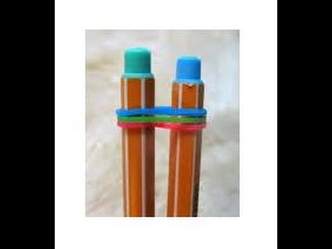 Anleitung Loom Bands Armband deutsch ohne Webrahmen mit zwei Stiften / Neon Rubber Bands without