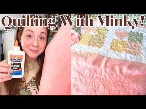 HOW TO Glue Baste with Minky Fabric! + Easy and Cute Free Motion Quilting!