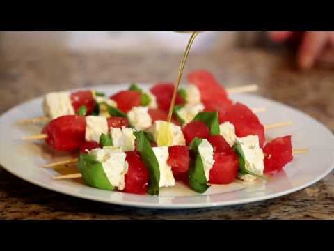 How to Make Watermelon, Feta, and Basil Kabobs