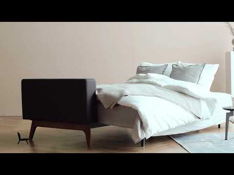 Cassius Quilt Fabric Sofa Bed w/Dark Wood Legs by Innovation Living Furniture