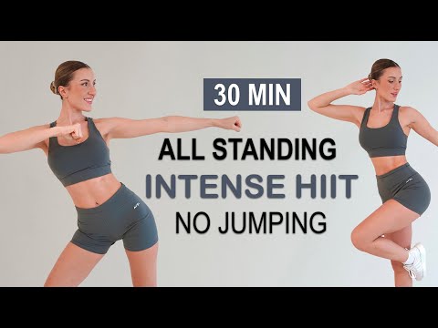 30 Min INTENSE FAT BURNING HIIT | ALL STANDING - NO JUMPING, No Repeat, Knee + Wrist Friendly