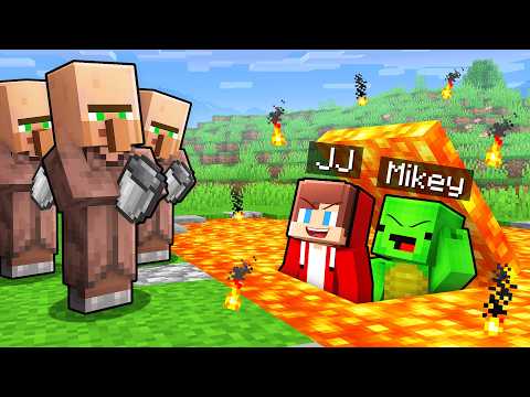 JJ and Mikey Built a Base Under Lava To Prank Villagers in Minecraft (Maizen)