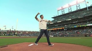 CHC@SF: IndyCar Driver Rahal throws out first pitch