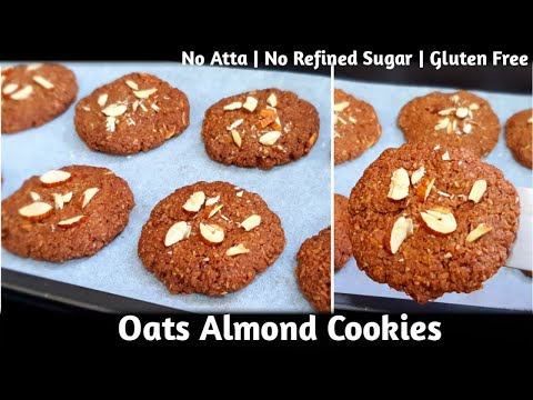 Oats Almond Cookies | Best Gluten Free Cookies Recipe | Eggless Oats Cookies