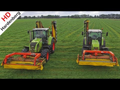 Mowing second grass | Claas + Fella Triples | 2e snede gras maaien | Lagerweij | Renswoude | 2017.