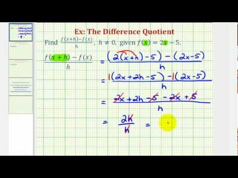 Ex 1: The Difference Quotient (Linear Function) | Math Help from ...