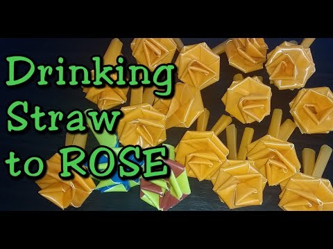ROSE FLOWER FROM DRINKING STRAW