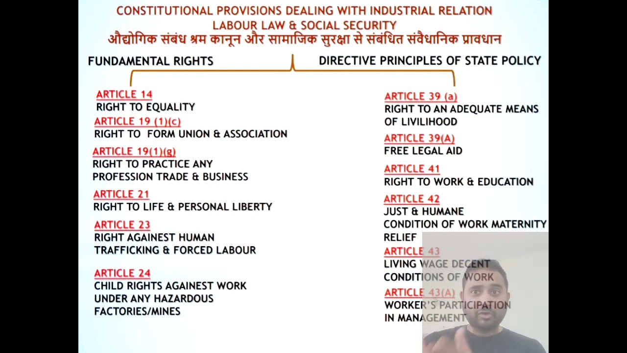 Constitutional Provisions dealing with Labour Laws, Industrial Relations and Social Securities