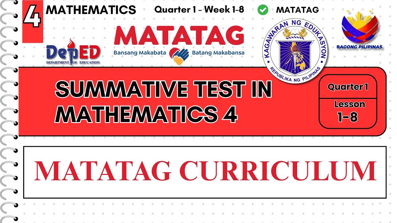 MATHEMATICS 4 QUARTER 1 SUMMATIVE TEST WITH ANSWER KEY #matatagcurriculum #depedmatatag #matatag