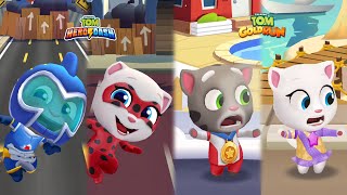 Talking Tom Hero Dash Vs Gold Run :Deep Sea Tom Vs Ladybug Angela Vs Champion Tom Vs Angela Gameplay