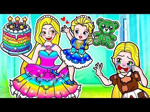 [🐾paper dolls🐾] Rich Rapunzel vs Poor Elsa and Good Mother and Daughter | Rapunzel Family