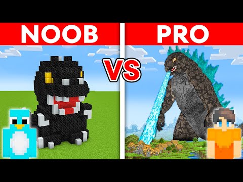 NOOB vs PRO: GODZILLA House Build Challenge in Minecraft
