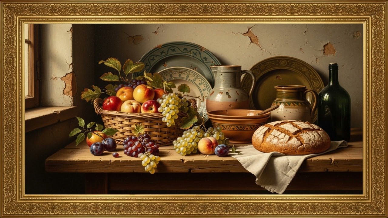 Rustic Kitchen Still Life | 3 Hour Warm Classical Art Display (4K)