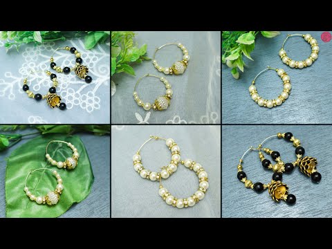 Hoop Earrings !! Daily Wear Earrings Making At Home !! Pearl Earrings !! Jewellery Making At Home