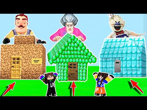 ÇILGIN KÖTÜLER  EV KAPIŞMASI 😱 Minecraft Hello Neighbor vs Ice Scream vs Scary Teacher