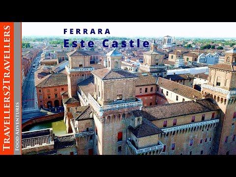 Flying over the Medieval Castle in the city of Ferrara-Italy