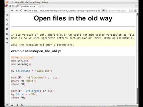 Beginner Perl Maven tutorial 3.14 - old style open