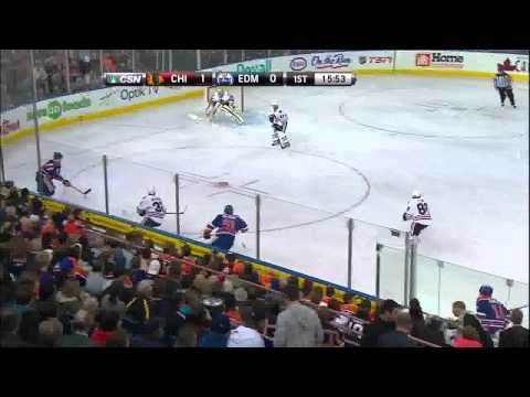 Jonathan Toews snapshot goal 1-0 April 24 2013 Chicago Blackhawks vs Edmonton Oilers NHL Hockey
